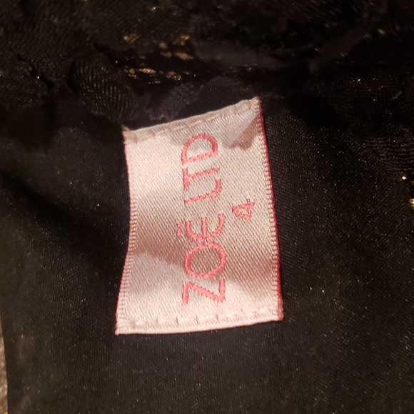 Zoe Ltd black gold flowers beaded dress gown 4 xs - Picture 7 of 7